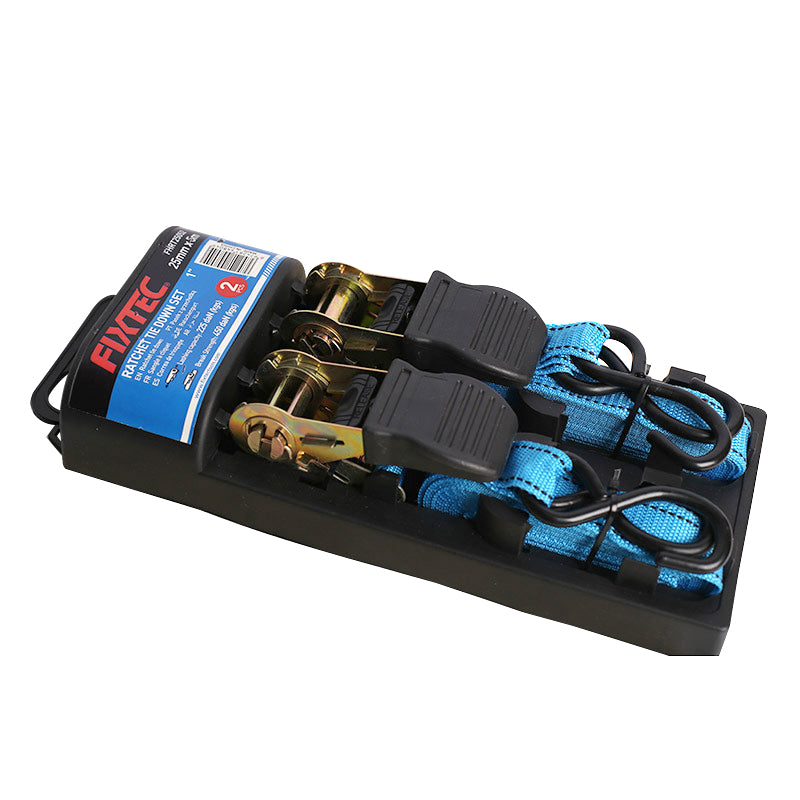 Fixtec 2Pcs 5m Ratchet Tie Down Set with 25mm Strap