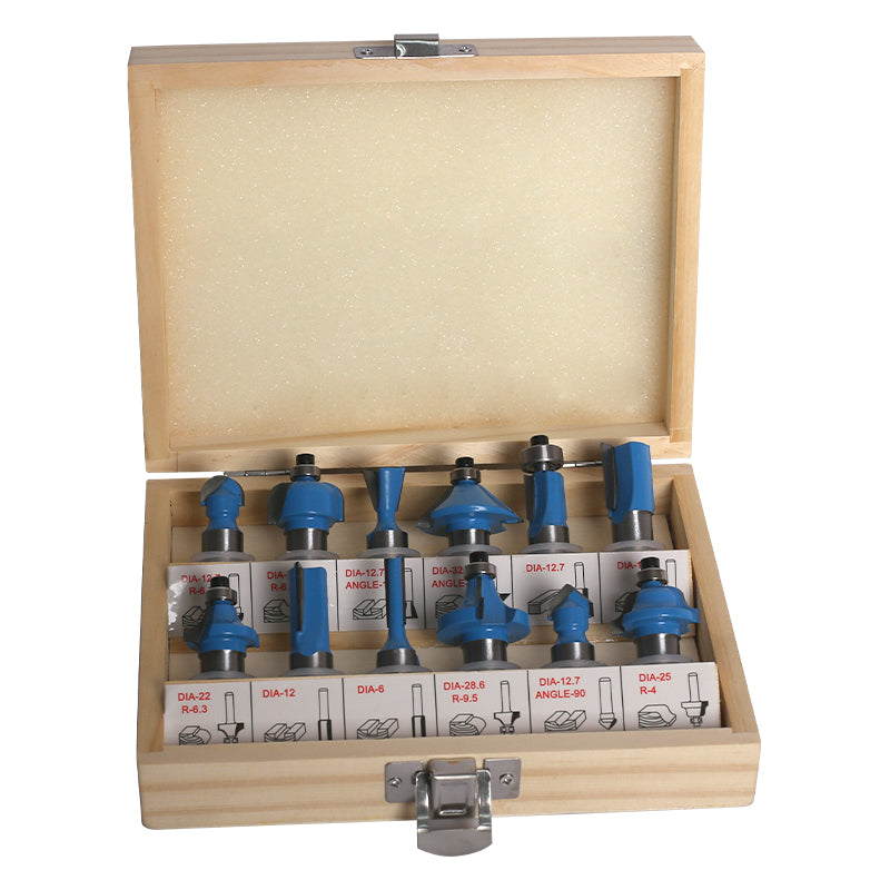 Fixtec 12Pcs 12mm Shank Router Bits Set