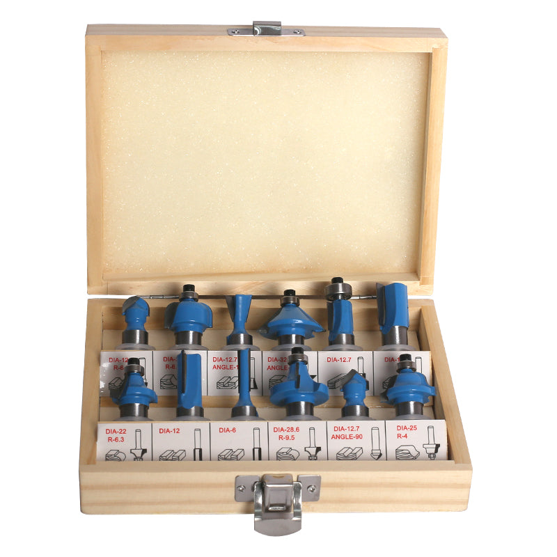 Fixtec 12Pcs 12mm Shank Router Bits Set