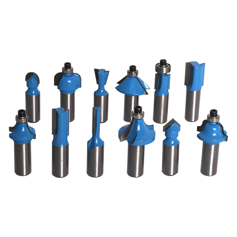Fixtec 12Pcs 12mm Shank Router Bits Set