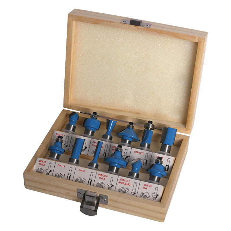 Fixtec 12Pcs 12mm Shank Router Bits Set