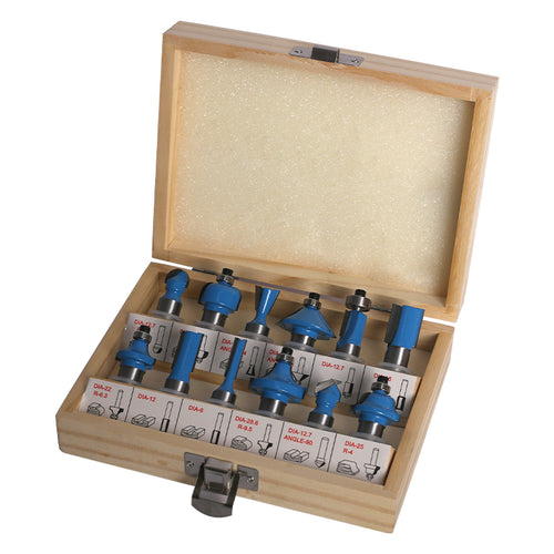 Fixtec 12-tlg. Holzfräser-Set 12 mm Schaft