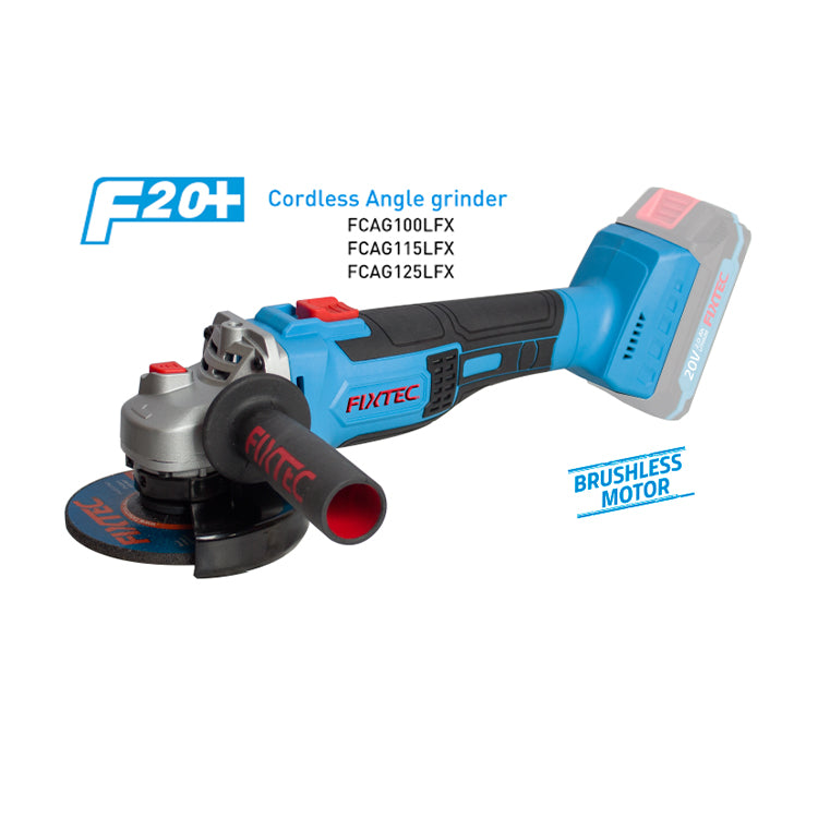 Fixtec 20V акумулаторска угаона брусилица без четкица са 2x4.0Ah батерије - бежична