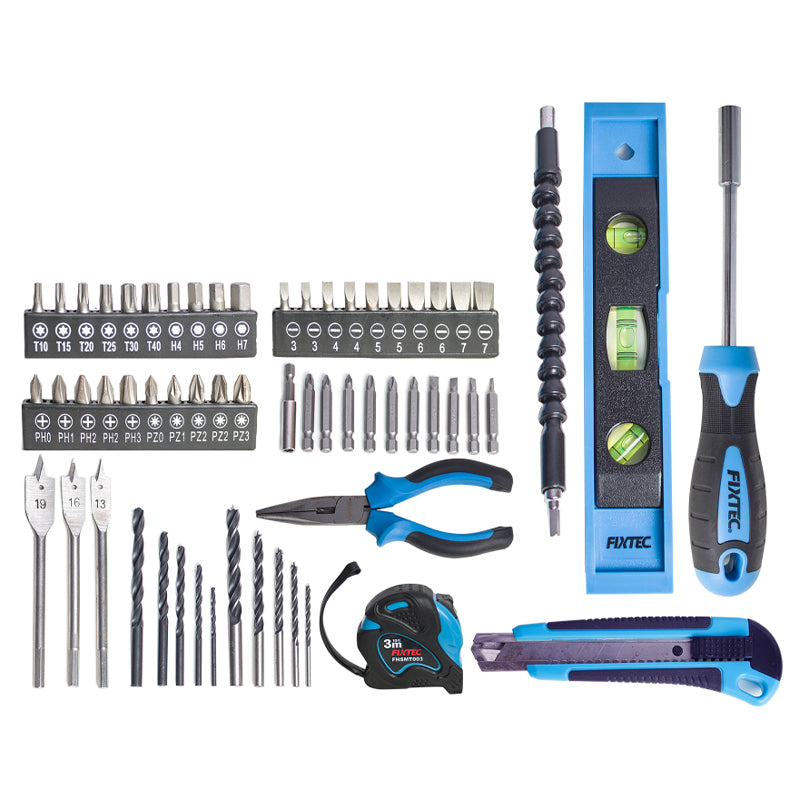 Fixtec 12V Cordless Drill Kit with 60-Piece Accessory Set