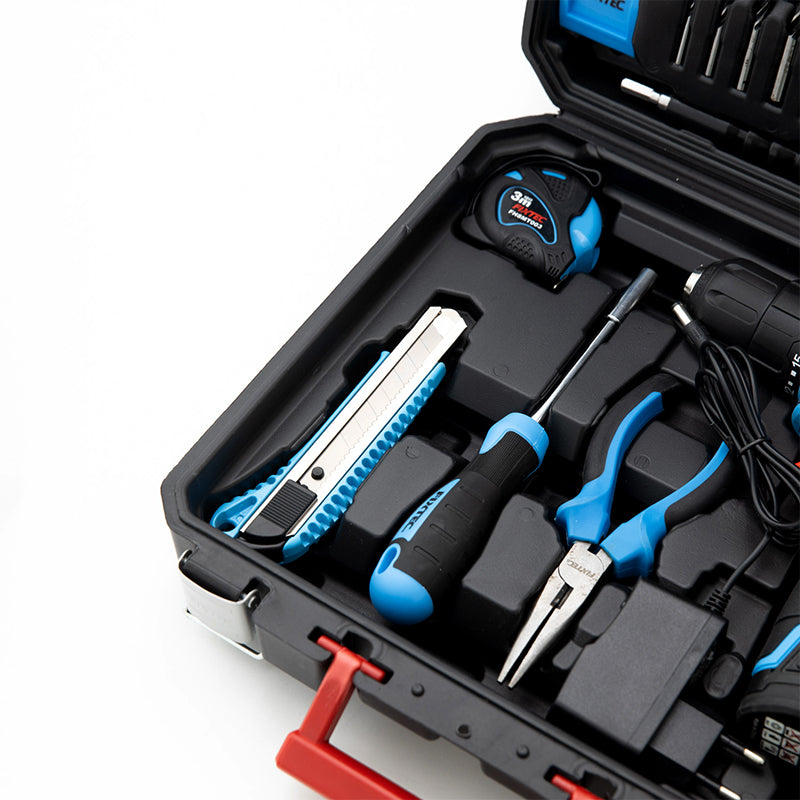 Fixtec 12V Cordless Drill Kit with 60-Piece Accessory Set