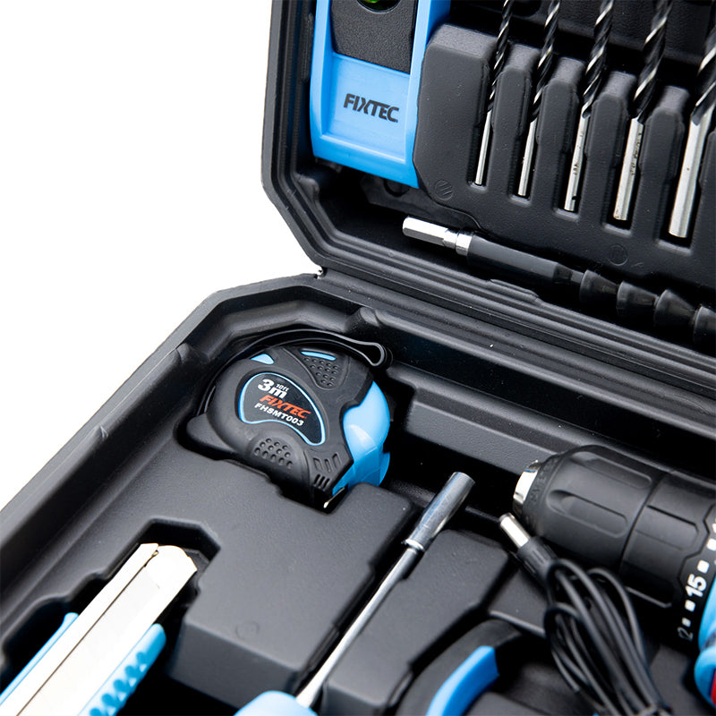 Fixtec 12V Cordless Drill Kit with 60-Piece Accessory Set
