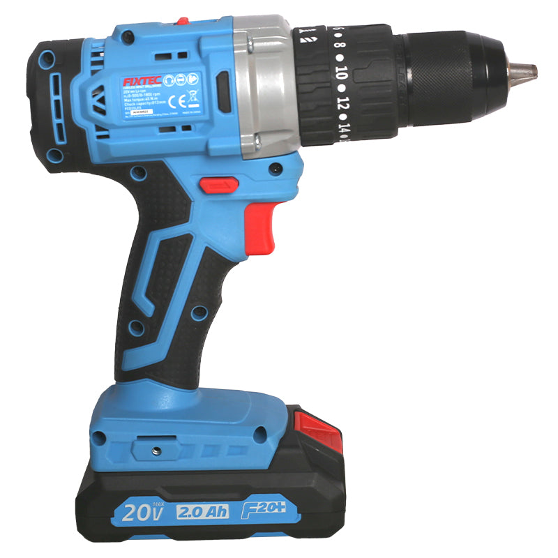 Fixtec 20V Cordless Impact Drill with 2x2000mAh Batteries