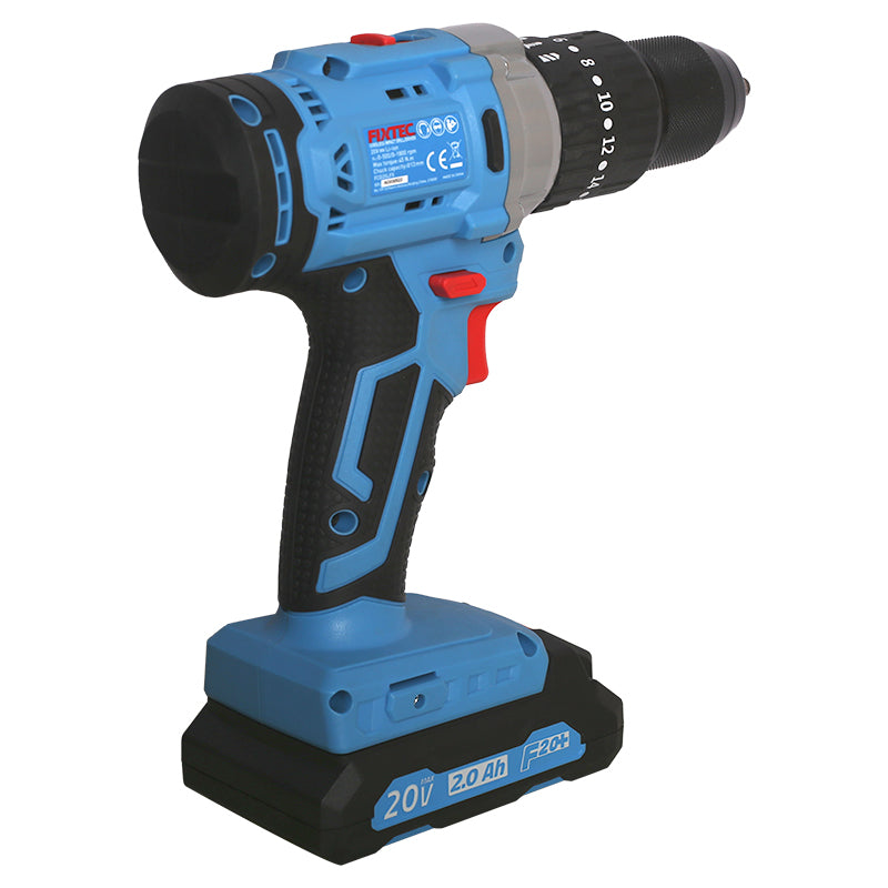Fixtec 20V Cordless Impact Drill with 2x2000mAh Batteries
