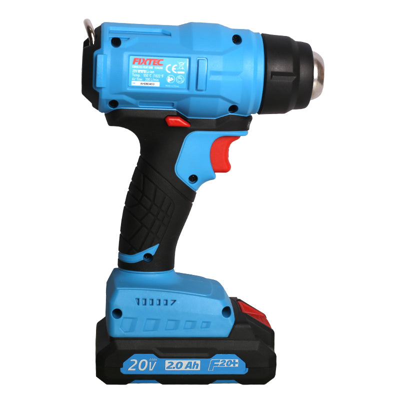Fixtec 20V Cordless Heat Gun with LED Light and Accessories - Wireless