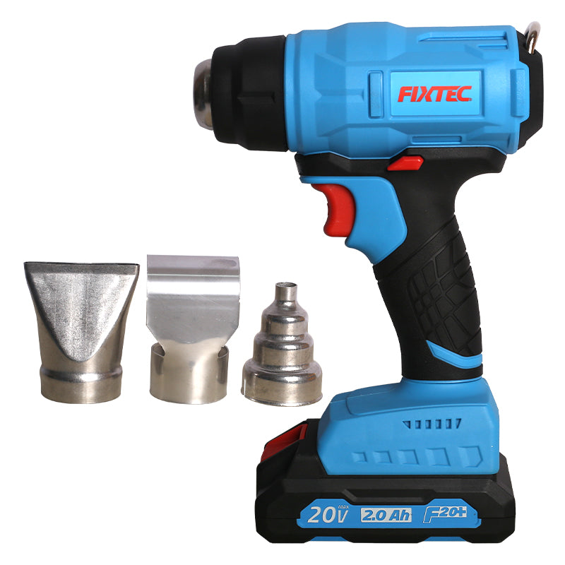 Fixtec 20V Cordless Heat Gun with LED Light and Accessories - Wireless
