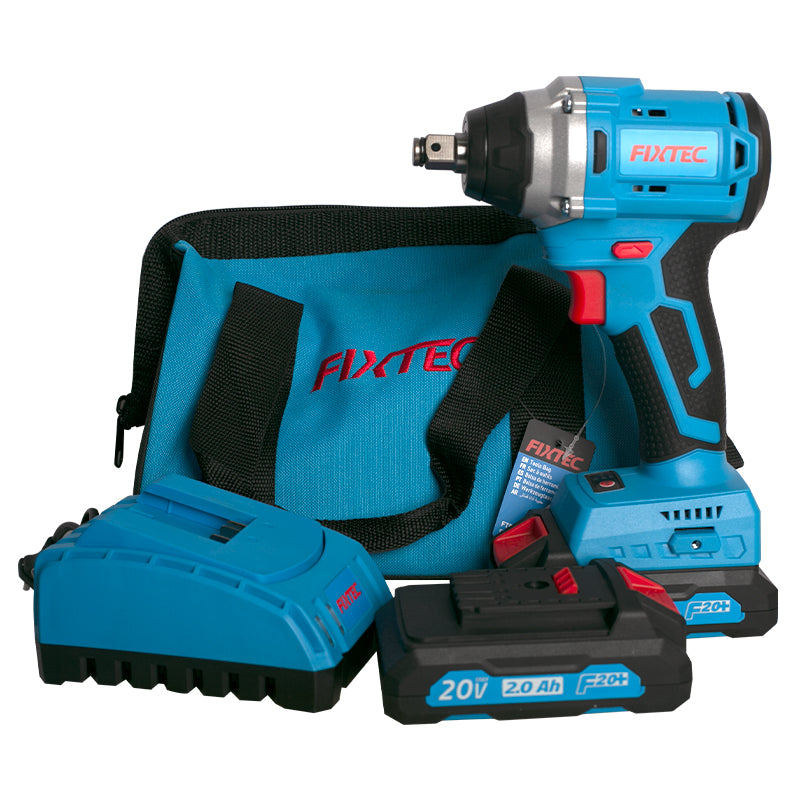 Fixtec 20V Cordless Brushless Impact Wrench with 2x2.0Ah Batteries