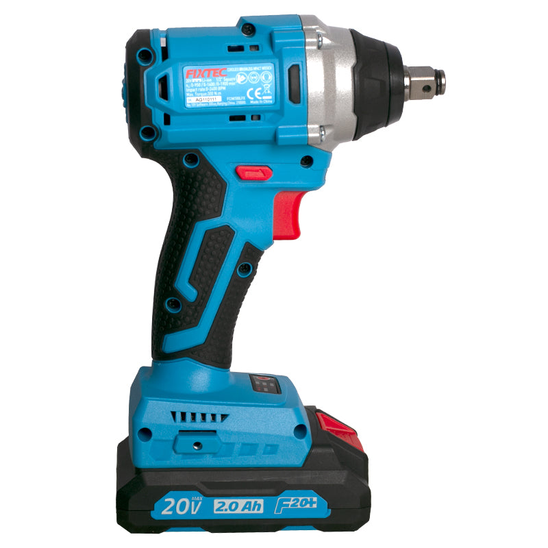 Fixtec 20V Cordless Brushless Impact Wrench with 2x2.0Ah Batteries