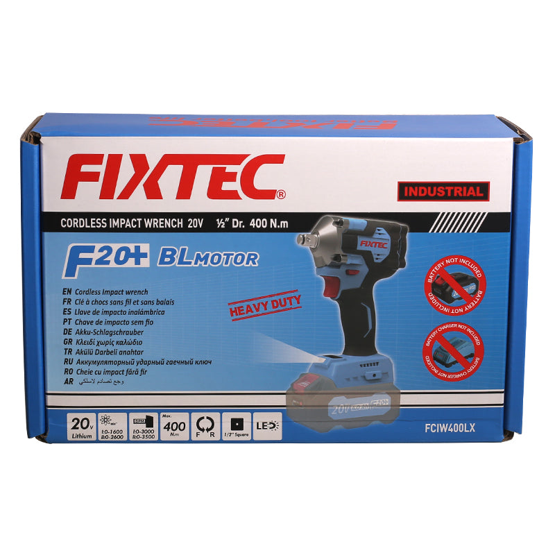 Fixtec 20V Cordless Brushless Impact Wrench with 2 Batteries