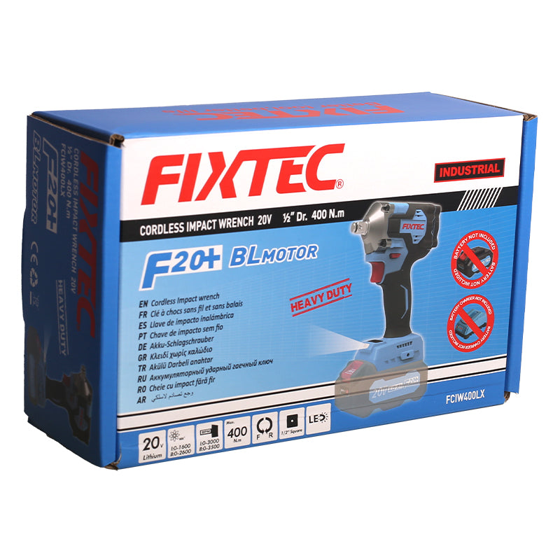 Fixtec 20V Cordless Brushless Impact Wrench with 2 Batteries