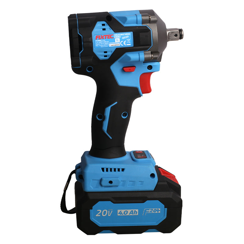 Fixtec 20V Cordless Brushless Impact Wrench with 2 Batteries