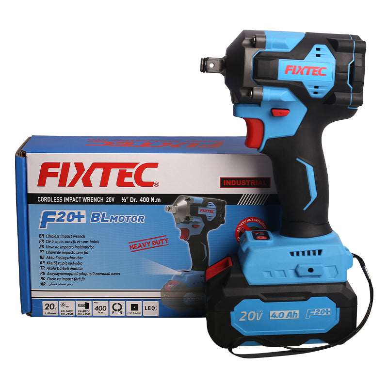 Fixtec 20V Cordless Brushless Impact Wrench with 2 Batteries