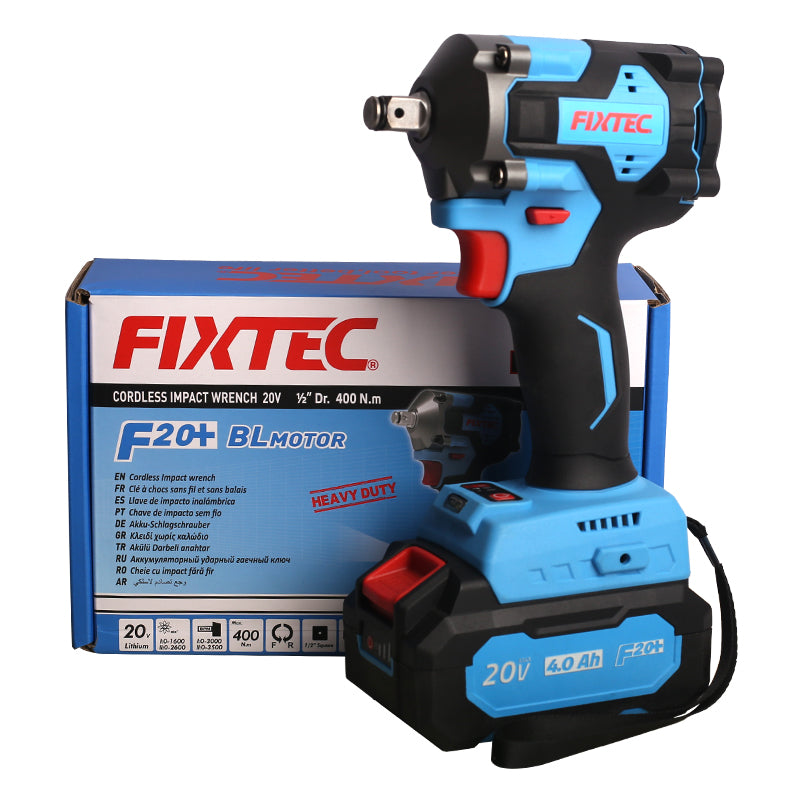 Fixtec 20V Cordless Brushless Impact Wrench with 2 Batteries