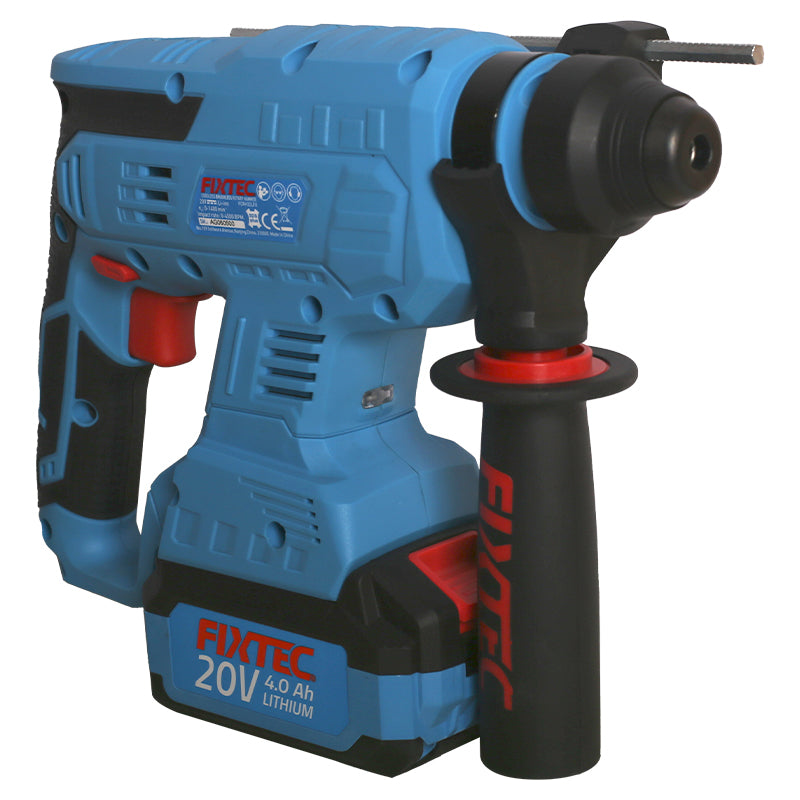 Fixtec 20V Cordless Brushless Rotary Hammer with 2x4.0Ah Li-Ion Batteries