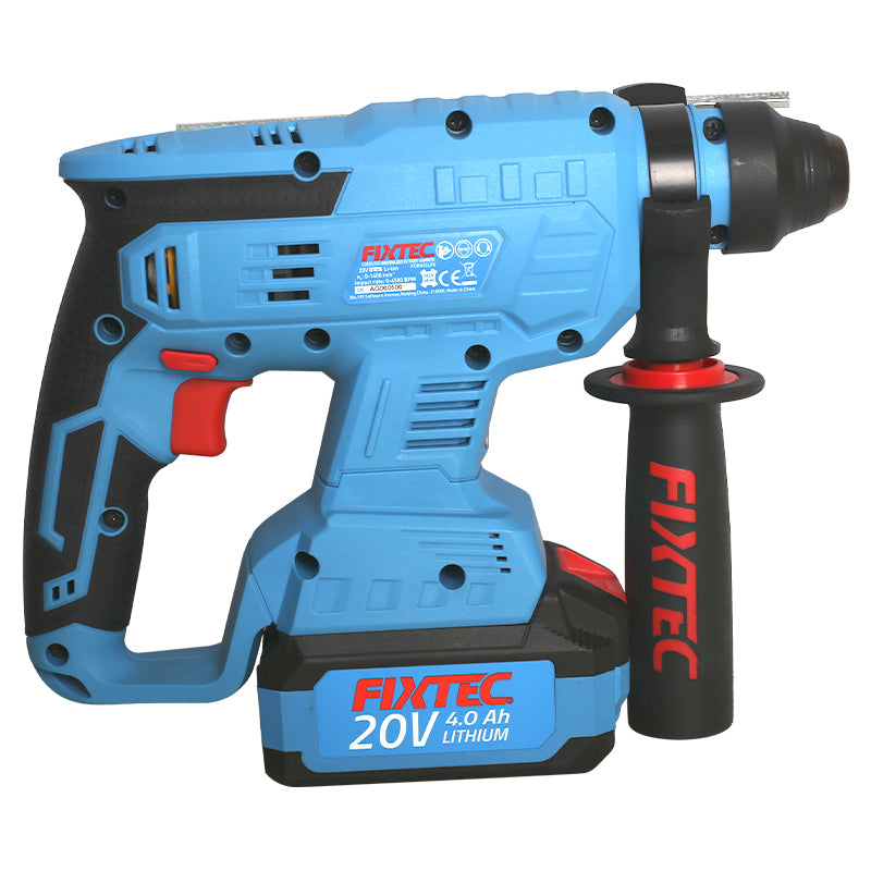 Fixtec 20V Cordless Brushless Rotary Hammer with 2x4.0Ah Li-Ion Batteries
