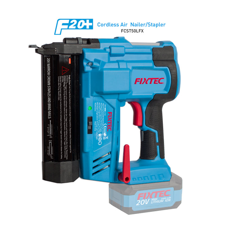 Fixtec 20V Cordless Nailer/Stapler Bare Tool with 50mm Nail Capacity