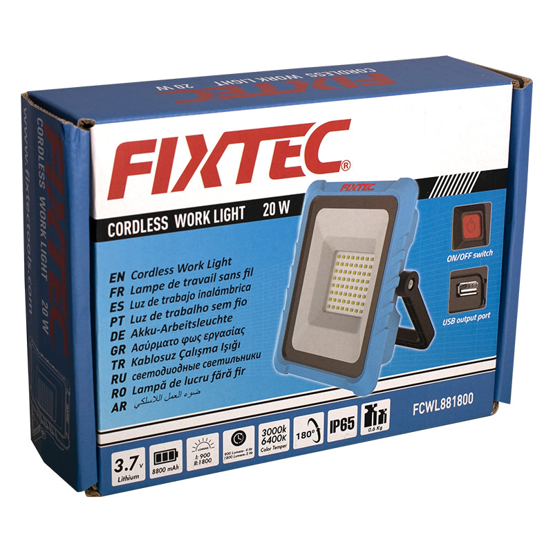 Fixtec Cordless Work Light 2000LM IP65 with USB Charging