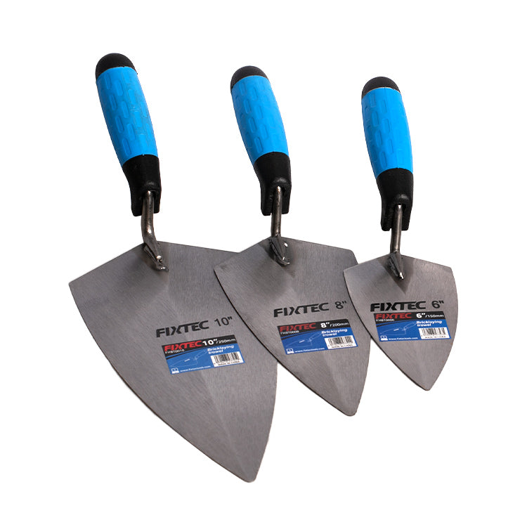 Fixtec 10" Bricklaying Trowel with Carbon Steel Blade and Double-Color Handle