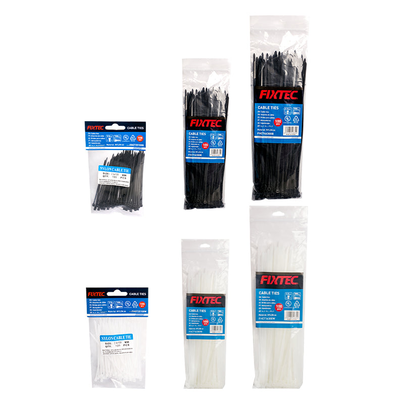 Fixtec Black Nylon Cable Ties 3.6x200mm 100pcs