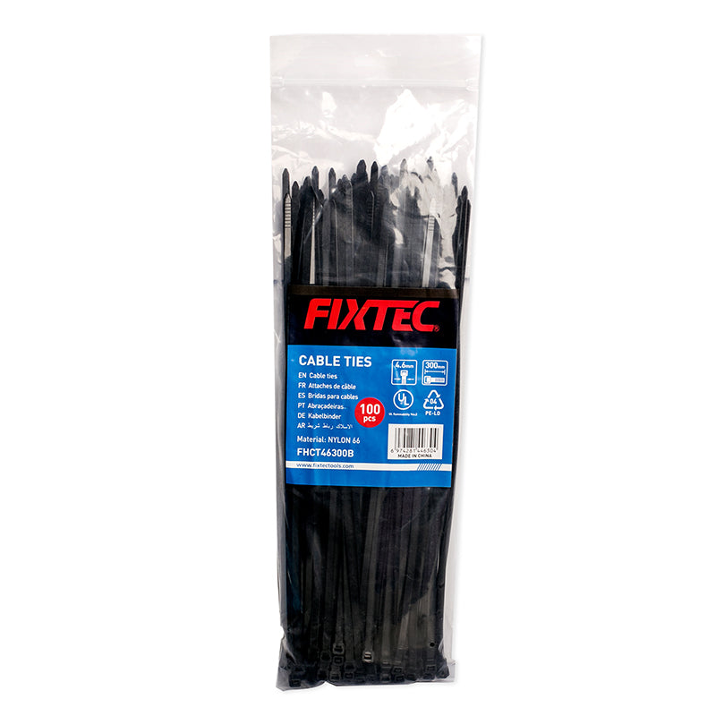 Fixtec Black Nylon Cable Ties 2.5x100mm 100pcs