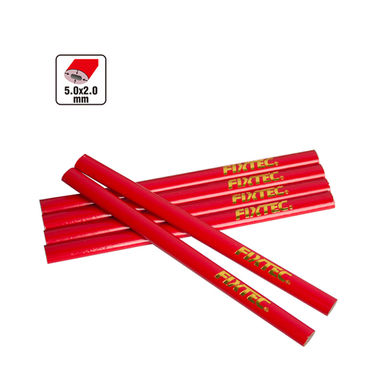 Red Carpenter's Pencil 176mm Lead 5mm x 2mm 12 Pieces