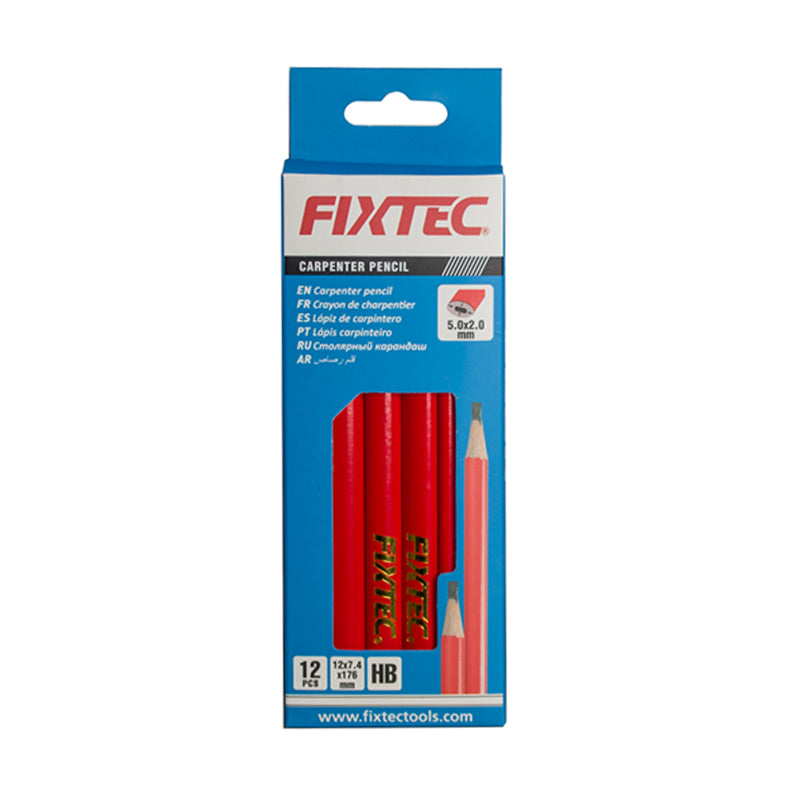 Red Carpenter's Pencil 176mm Lead 5mm x 2mm 12 Pieces