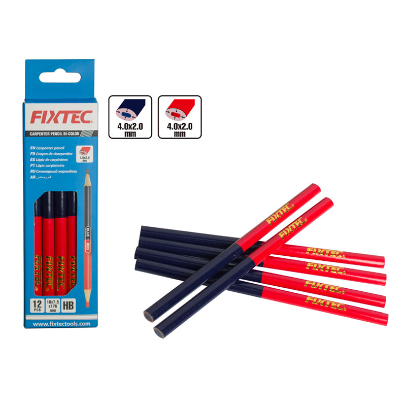 Carpenter's Pencil Red and Blue 176mm Lead 4mm x 2mm 12 Pieces