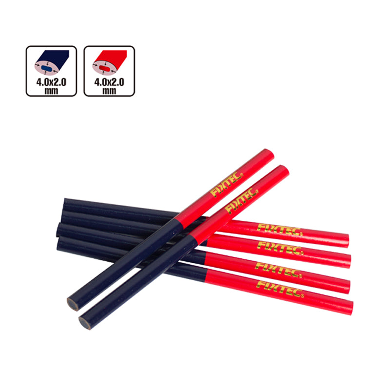 Carpenter's Pencil Red and Blue 176mm Lead 4mm x 2mm 12 Pieces