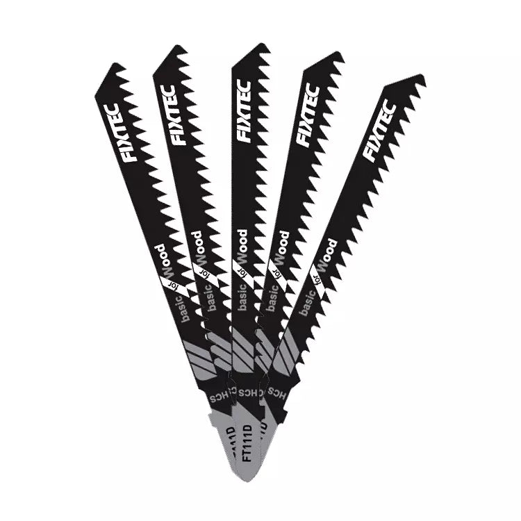 Fixtec Jig Saw Blade Set 5pcs HSS HCS mix for precision cutting FJSB100501K