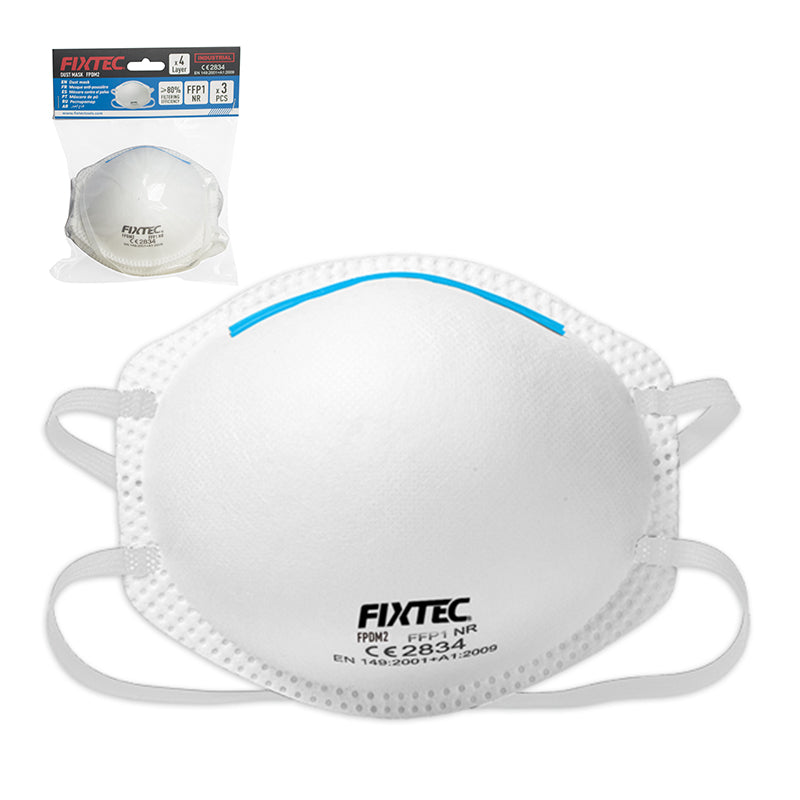 Set of 3 FFP1 NR Protective Dust Masks with Adjustable Clip