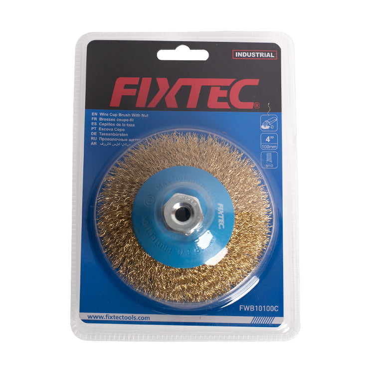 Fixtec 100mm Crimped Wire Bevel Brush with M14 Thread