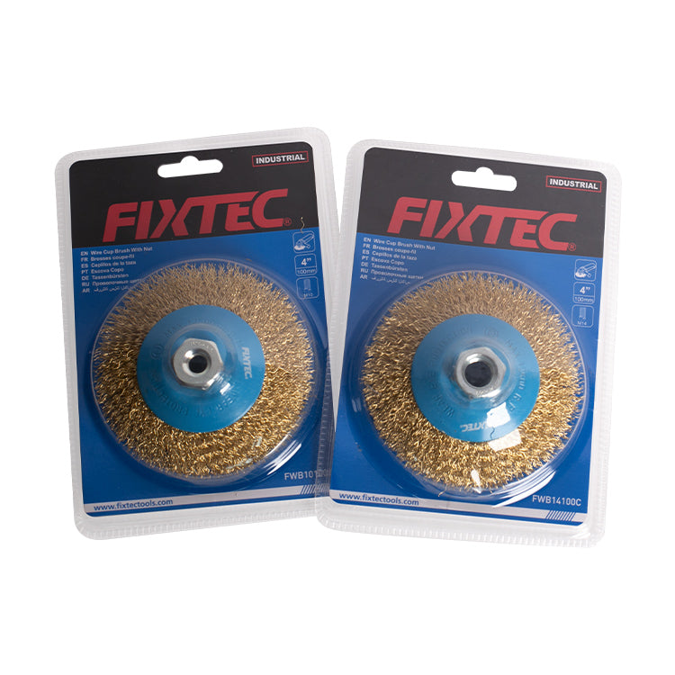 Fixtec 100mm Crimped Wire Bevel Brush with M14 Thread